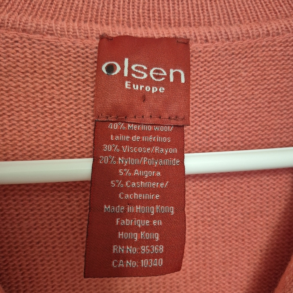 Olsen Europe Womens Quiet Lux Pink Merino Wool Blend Embroidered Cardigan Size M - Picture 5 of 5